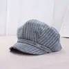 Chapéu Octogonal Listrado Estilo Coreano, Boina Tridimensional de Jornaleiro, Boina Artística Versátil para Primavera e Verão, Chapéu Bico de Pato Novo Estilo