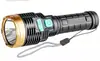 Linterna LED de alta intensidad, recargable por USB, reflector exterior de largo alcance con luz lateral, luz de trabajo, luz dual amarilla, lámpara portátil