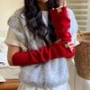 Guantes de Lana Tejida Japonesa para Mujer Nuevo Otoño e Invierno Expositor Pantalla Táctil A Prueba de Frío Cálido Protección para el Brazo Color Sólido Manga Larga