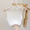 Camisola Interior para Traje de Mujer 2025 Nuevo Primavera y Otoño Sin Mangas Ajustada de Punto Cuello Semi-alto Camisa Base