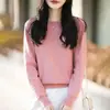 Colección Nueva Primavera 2026: Suéter de punto para mujer con cuello redondo y manga larga, Suéter fino sin costuras, Top versátil como capa base