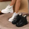 Nuevas botas Martin de felpa para mujer Otoño e Invierno 2025, estilo británico, comercio exterior, tacón grueso, botas cortas de suela gruesa, zapatos de algodón de plataforma cálidos