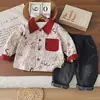 Conjunto de Camisa para Niños Primavera y Otoño 2026 Nueva Moda Ropa Infantil Bebé Otoño Estilo Coreano Manga Larga Conjunto de Dos Piezas