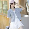 Foto Real de Top de Mezclilla Suave Color Azul Claro de Moda Casual Estilo Coreano en Stock, Otros Estilos Europeos y Americanos