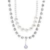 Collar de perlas grandes de agua dulce exageradas de estilo europeo y americano para mujer, diseño de nicho de lujo ligero, cadena de clavícula, collar de suéter tipo cadena.