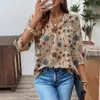 Nueva Camisa Estampada de Mujer con Cuello en V Transfronteriza Europea y Americana Amazon AliExpress