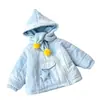 Nuevo Estilo Otoño/Invierno Niña Elegante Versátil Moderno Algodón con Capucha y Cremallera Diagonal de Estrella 3D Ropa de Abrigo para Salir