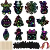 Muñeco de Nieve Árbol de Navidad Papel para Rascar con Forma Creativa Rasca y Descubre DIY Navidad de Niños Halloween Arte para Rascar