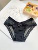 Nueva ropa interior sexy de cintura baja de malla de encaje, cómoda, transpirable, de algodón con lazo, transparente, para mujer, venta al por mayor
