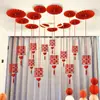 Conjunto de Decoração de Quarto de Casamento para Sala de Estar, Decoração de Casamento para Ambas as Festas, Ventiladores de Teto Pendurados, Flores de Papel, Guirlandas e Enfeites com o Caractere Dupla Felicidade