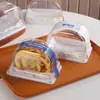 Caja de Empaque para Rollo de Pastel, Caja de Pastelería con Corte Semicircular, Caja de Empaque para Postre Rollo Suizo Piel de Tigre Menglong con Tenedor