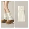 Polainas de punto blancas para mujer, calcetines térmicos y de calefacción de invierno, botas de nieve, calcetines para pantorrilla de otoño e invierno, transfronterizo