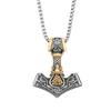 Collar de acero inoxidable de moda para hombre, estilo europeo y americano, joyería vikinga, martillo de Thor, triángulo aoding, colgante de acero de titanio con runas