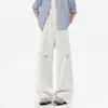 Jeans Rotos Lavados Americanos para Hombre Verano Retro Corte Limpio Micro Acampanados Pantalones Largos Pantalones de Comercio Exterior para Adolescentes