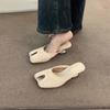 Zapatos Birkenstock Tejidos de Tacón Alto Estilo Francés para Mujer, Adecuados para Usar Afuera, Verano 2025, Combinados con Faldas, Mules de Tacón Grueso Huecos de Moda