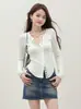 2025 Nuevo Estilo Camiseta de Punto de Manga Larga para Mujer en Otoño, Moderna, Ajustada y Versátil Camiseta Básica, Top Cárdigan