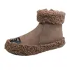 Novos Sapatos de Lã de Ovelha com Pelo Estilo 2025, Sapatos de Algodão Quentes com Forro de Lã para Mulheres, Botas Curtas Baixas de Inverno, Sapatos Femininos, Botas de Neve Antiderrapantes