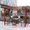 Pérgola de uvas patio anticorrosión pabellón de madera corredor carbonizado villa exterior soporte para flores jardín exterior madera maciza cenador simple