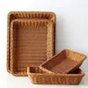 Cesta de armazenamento de rattan sintético cesta de pão cesta de frutas cesta de exposição para supermercado hotel cesta trançada de plástico cesta de exposição cesta de armazenamento de frutas e vegetais