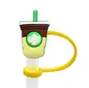 Funda para pajilla de taza de té con leche tapa para pajilla tapón de polvo de silicona decoración de pajilla de animación linda productos transfronterizos por ahora