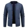 Cárdigan de Punto Jacquard con Diamantes Azul Marino para Hombre, Cuello Alto, Chaqueta de Negocios Ajustada, Tallas Grandes, Multicolor, Venta al por Mayor de Comercio Exterior
