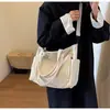 Nueva Bolsa Tote de Pana para Mujer, Bolso de Hombro para Estudiante de Gran Capacidad, Bolso Bandolera Sencillo para el Trabajo