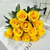 Nuevo producto transfronterizo: rosas pequeñas artificiales de 12 cabezas para decoración de pasillo de boda, decoración del Día de San Valentín, decoración del hogar, flores artificiales de seda