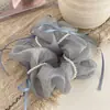 Estilo Mori Azul Suave Anel de Cabelo de Malha com Pérolas Artificiais Temperamento Doce Fada Atmosfera de Primavera Acessório de Cabeça Corda de Cabelo