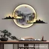 Lámpara de pared de estilo chino nuevo, minimalista moderna, para sala de estar, pared de fondo de sofá, pintura colgante, lámparas murales decorativas de lujo ligero para sala de té