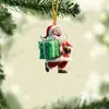 2025 Adorno Plano de Acrílico de Santa Claus para Regalo de Coche Adorno Navideño Decoración de Árbol de Navidad