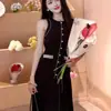 Chaleco con Bordados Pesados Estilo Francés Vestido de Punto de Seda Helada para Mujer, Nuevo Modelo de Verano 2026, Elegante Vestido Largo sin Mangas de Corte Ceñido