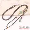 Cordão para Pingente Ruyi Corda de Colar Ágata Esmeralda Trançada à Mão 2mm Corda Lisa Elegante para Pingente Corda para Pescoço Teto de Lótus