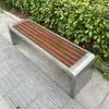 Banco de Lazer Público Externo Aço Inoxidável Anti-corrosão Madeira Banco de Parque Pátio Externo Praça Comunidade Assentos Públicos