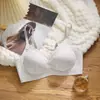 Algodón Antibacteriano de Látex Lencería Femenina Estilo Delgado Recogido para Busto Pequeño Sin Imanes Soporte Suave Chica Pura Deseo Sujetador Transfronterizo