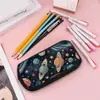 Estuche para Lápices de Gran Capacidad con Estampado del Sistema Solar para Estudiantes de Primaria, Caja de Lápices Cuadrada Simple, Estuche para Lápices de Papelería de Alta Gama Estilo Ins