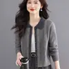 Cardigan de Punto con Bloques de Color y Cuello Solapa Otoño/Invierno 2026 Suéter Abrigo Holgado Casual Elegante Prenda Base
