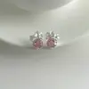 Pendientes Redondos con Colgante de Flor de Circonita Aguja Plateada, Exquisitos y Modernos, Pendientes de Estilo Versátil con un Diseño Único, Accesorios para Orejas de Nicho