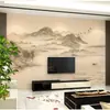 Papel de parede de paisagem Zhiyuan silencioso Novo papel de parede de fundo de TV chinês pintura a tinta pintura chinesa sala de estar sofá escritório mural