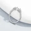 Anillo de plata de ley maciza S925 de 6 mm con montura vacía para gema de color DIY, punta de diamante, para transmisión en vivo, apilable, de alta gama, con cuenta redonda incrustada de diamante