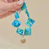 Pulsera de Concha Natural con Estrella de Mar Platino Azul para Mujer, Accesorio Único y Hermoso de Costa, Joyería Estilo Vacaciones en Isla