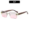 Gafas de sol de moda sin montura con borde cortado para mujer, Gafas de metal versátiles personalizadas, Gafas con protección UV, Sensación de alta gama