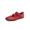 Zapatos Planos Mary Jane Únicos con Dedos Divididos y Nuevo Diseño de Doble Hebilla, Hechos de Piel de Vaca de Primera Capa, Disponibles en Tallas Grandes, Zapatos Planos de Deslizamiento Poco Profundos para Mujer