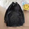 Camisa de Manga Larga Rayada con Cuello para Hombre Verano Nueva Simple Estilo Hong Kong Ins Casual Versátil Top Chaqueta de Moda