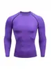 Camiseta Base de Entrenamiento Deportivo Fina para Hombre de Primavera y Otoño de Manga Larga Transpirable Superior Casual Ajustada Elástica Suelta