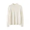 Suéter grueso de cachemir para mujer, cuello medio alto, jersey holgado, suéter grueso de punto trenzado, top de punto base de cuello alto para otoño e invierno