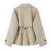 Abrigo Impermeable Cruzado AliExpress Primavera 2026 Nuevo para Mujer de Color Sólido Ajustado con Cinturón y Doble Botonadura Chaqueta 6318011