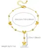 Moda transfronteriza estilo simple borla colgante acero inoxidable diamante amor mariposa flor accesorios tobillera chapada en oro