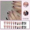 Pegatinas para Uñas Estilo Dulce y Genial de 'Hot Girl', Uñas Portables con Estrellas Rosas y Negras y Pequeños Diamantes, Diseño Largo Versátil, Desmontables, 24 Piezas de Uñas Portables