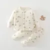 Conjunto Quente Separado Acolchoado para Bebê 60g Outono/Inverno Espessado Conjunto de Duas Peças para Recém-Nascido Roupas e Calças de Algodão Sem Costura
