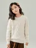 Suéter grueso de punto trenzado 100% lana pura para otoño e invierno, cuello redondo medio alto, para niños y niñas